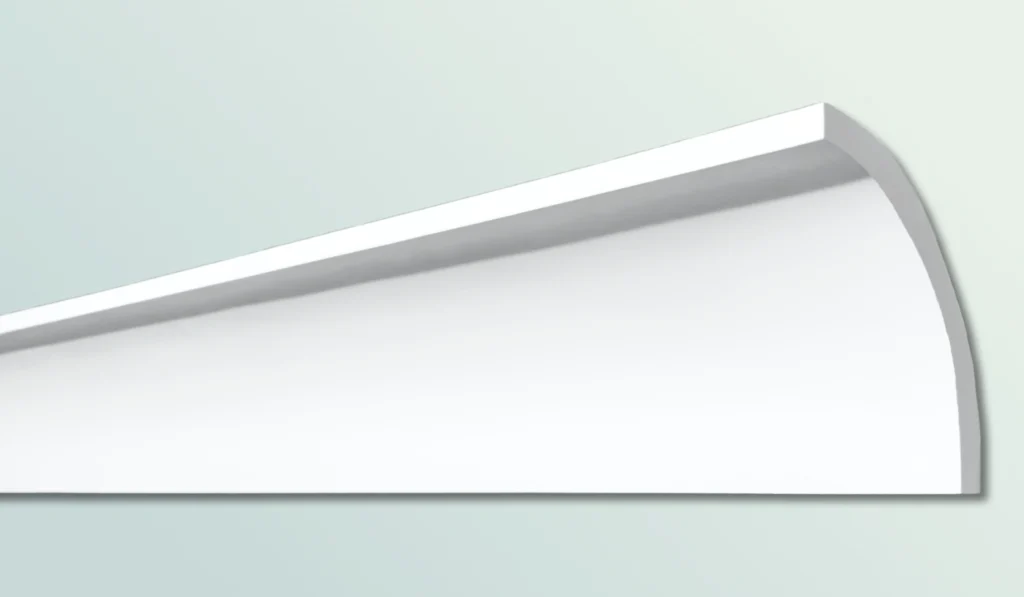 Stuckleiste F 108 für die Decke als großzügige minimalistische Hohlkehle.