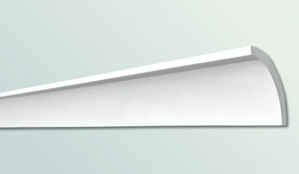 Stuckleiste F 75A für die Decke in minimalistischer Hohlkehlenform.